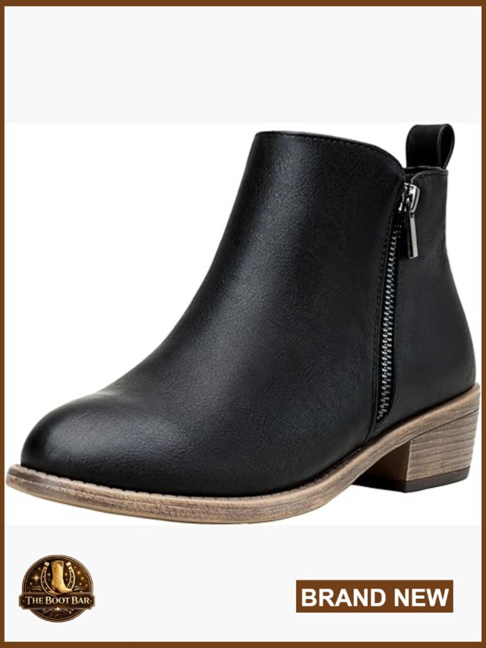 Ankle Boots Low Heel Classic Short Booties Comfortable Zip Closure